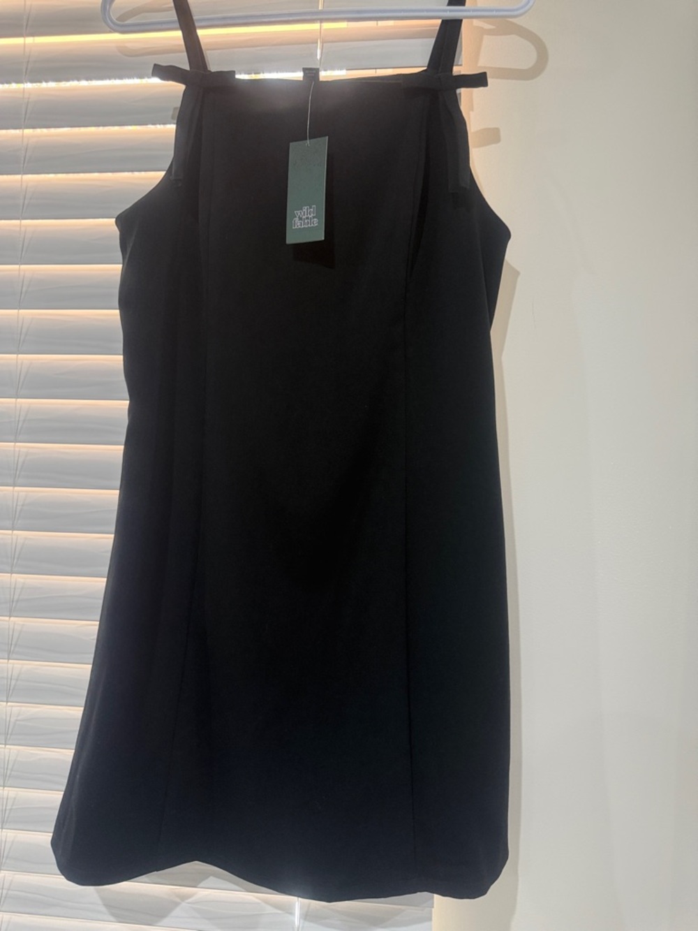 wild fable Black Mini Shift Dress with Square Neck